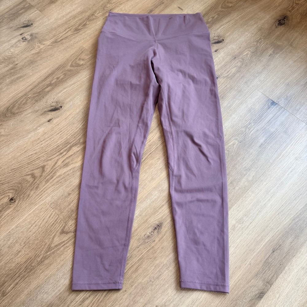 YUNOGA Womens High Waisted Leggings Mauve Purple Size L 7/8 Length Activewear